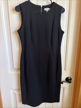 Calvin Klein Black Sleeveless Midi Sheath Dress